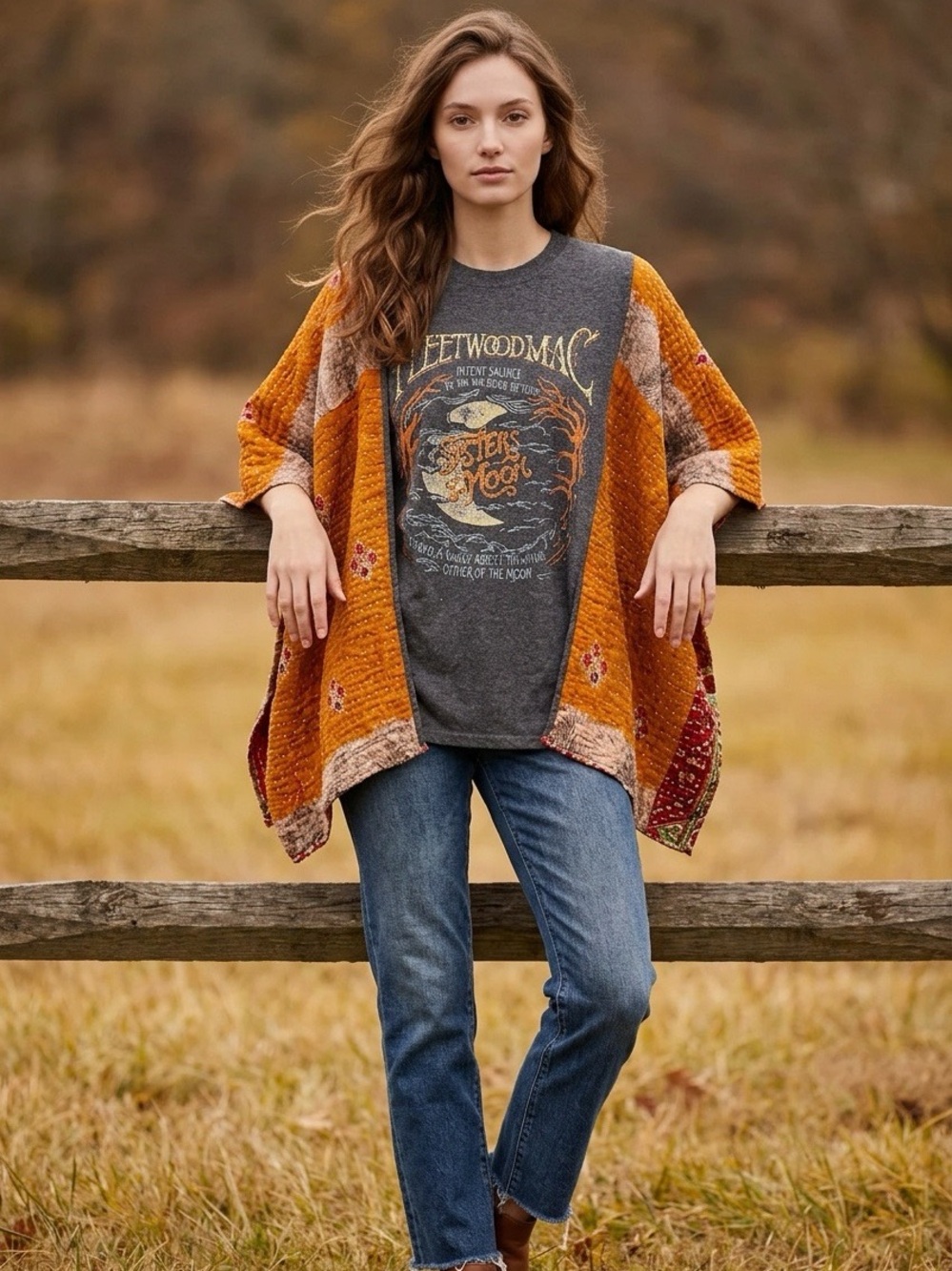 Handcrafted Upcycled Fleetwood Mac Kantha Tunic NWT One Size